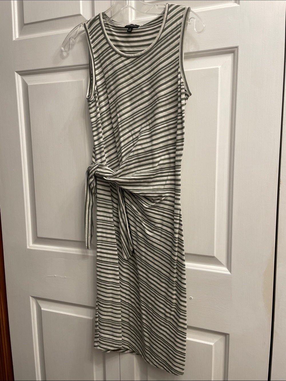 Talbots XS striped sleeveless dress, waist tie detail